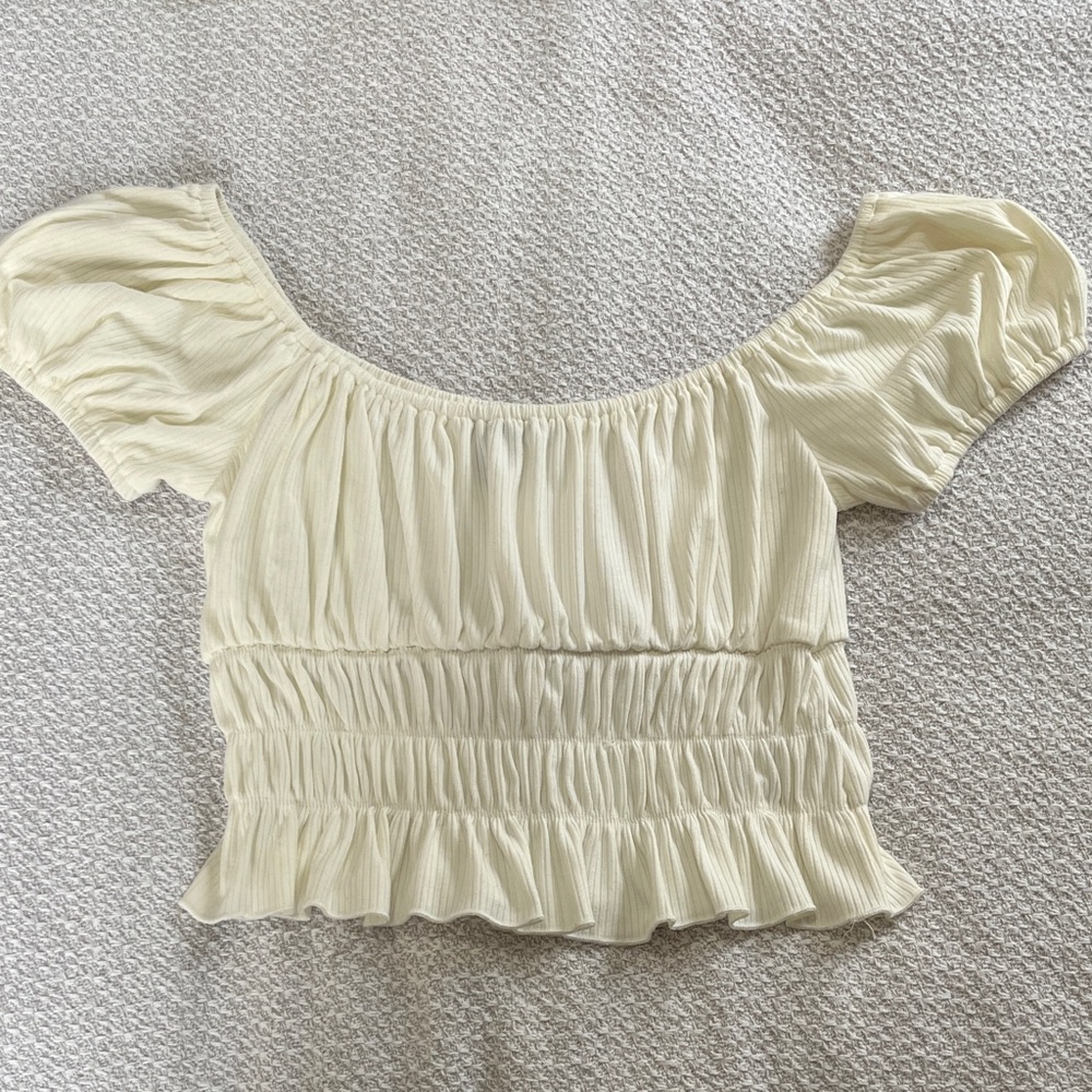 Forever 21 Cream Ruffled Blouse